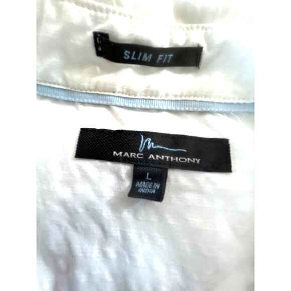 Marc Anthony Womens Top Button-Up Long Sleeves Roll-Up Cuff  White Textured Smal - Picture 4 of 9